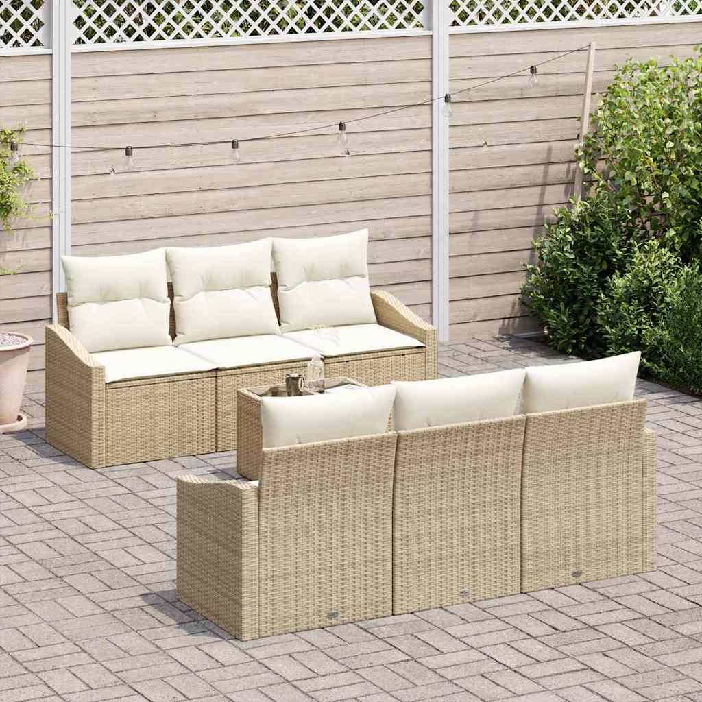 Garten-Sofa-Set 7 pcs Beige und Creme 55 x 55 x 37 cm